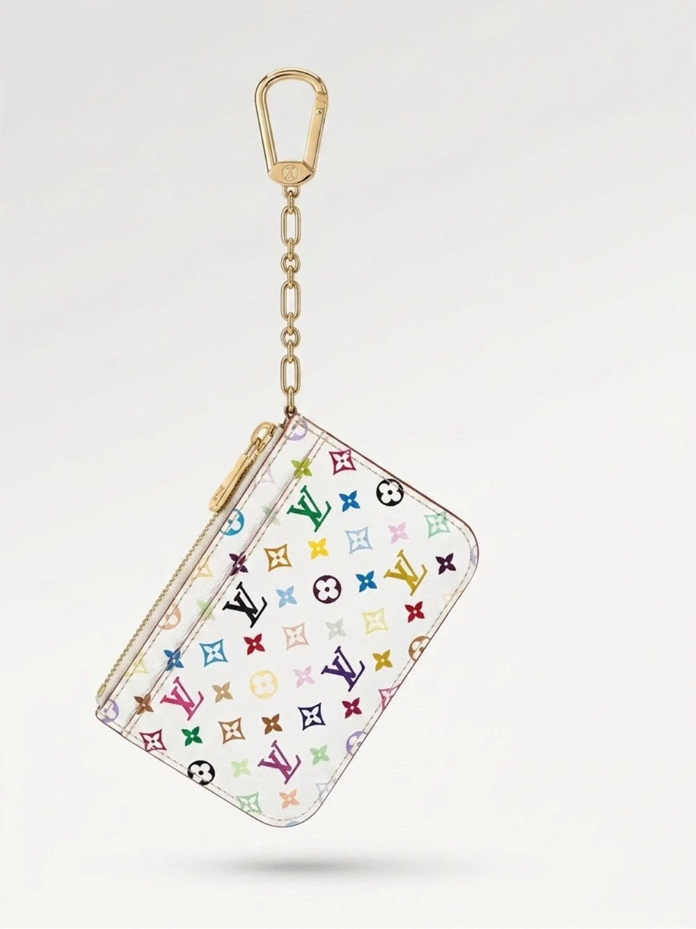 LV Takashi Murakami White Multicolore Key Pouch Coin Purse Vintage